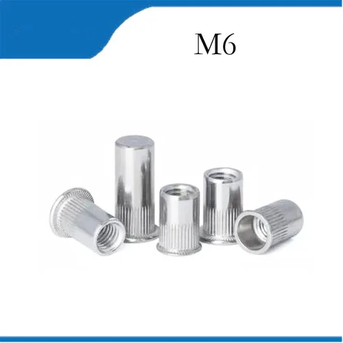 

100PCS M6 304 Stainless steel pull rivet nut/flat column grain pull rivet nut/knurled head rivet nuts free shipping