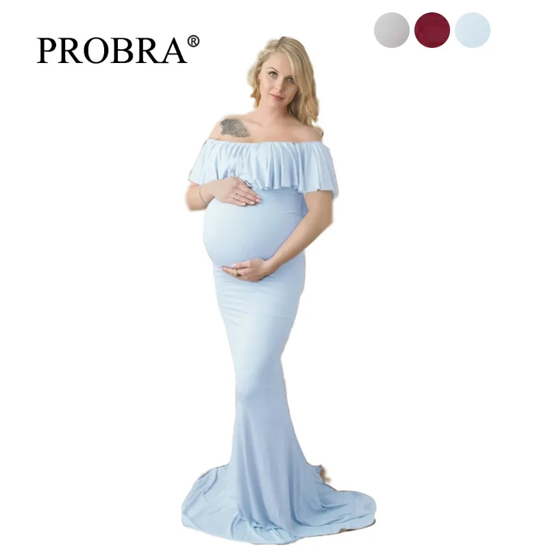 

Pregnancy Ruffles Dresses Shoulderless Photography Photo Fashion Maternity Dress Plus Size Vestidos Video Shooting Women Clothes