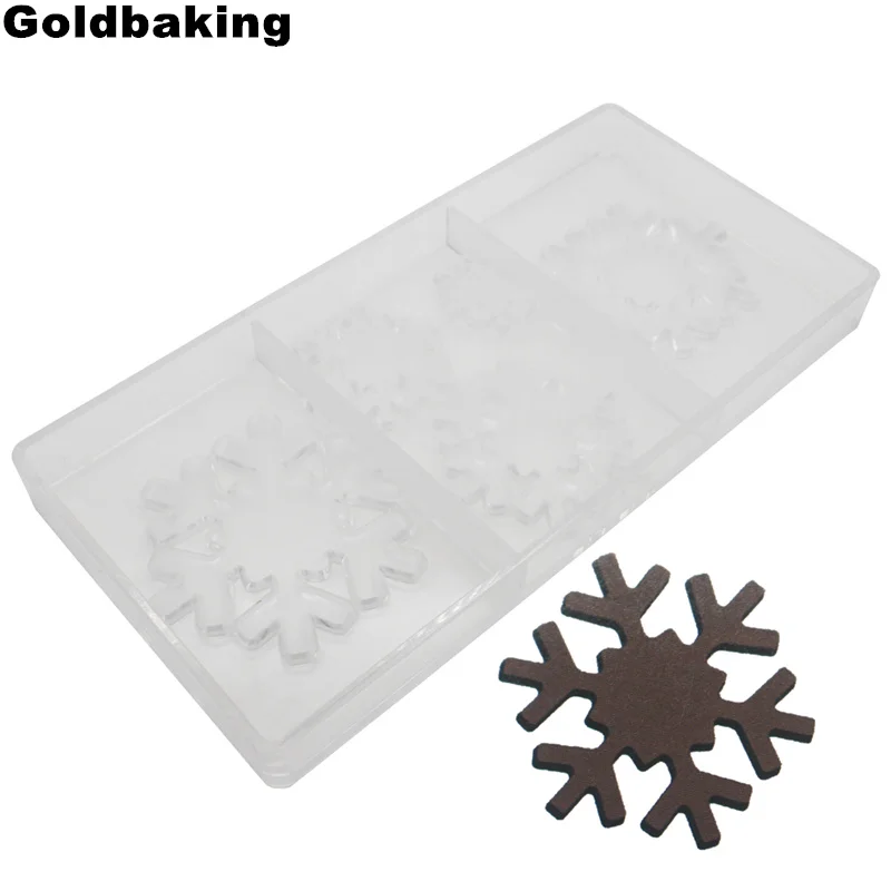 Goldbaking 3D Снежинка Форма для шоколада Поликарбонат форма для шоколада "сделай сам" Рождественские формы для конфет