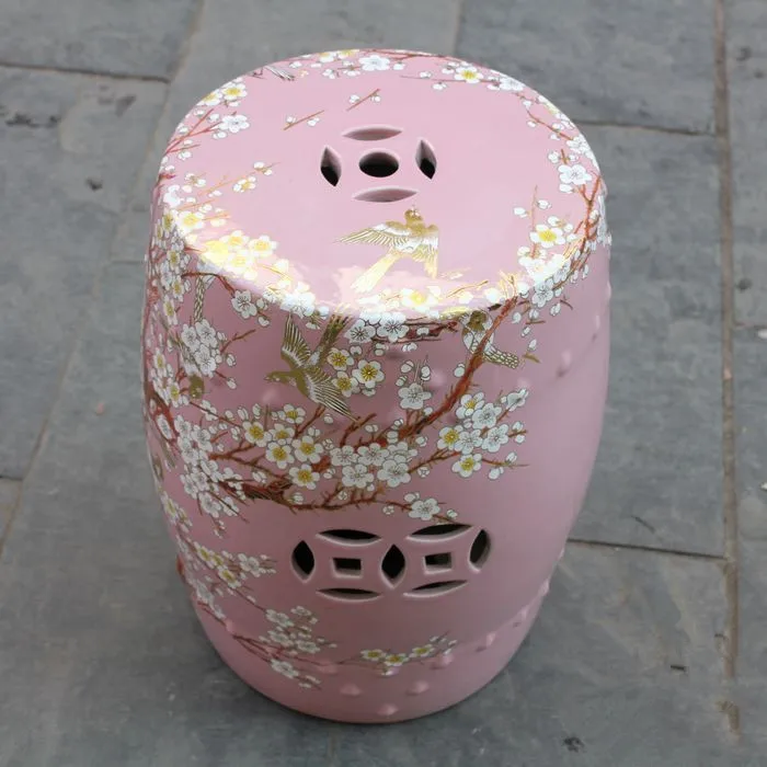 Jingdezhen ceramic Antique home drum porcelain garden stool Glazed hand painted round ceramic chinese porcelain garden stools  (2)