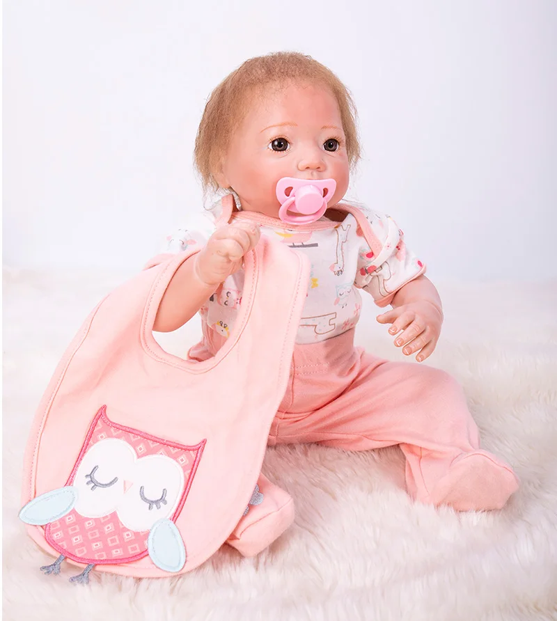 

50cm 19" reborn silicone babies dolls Lifelike newborn bb reborn light pink girl toy Bonecas creative Bebe realistic baby
