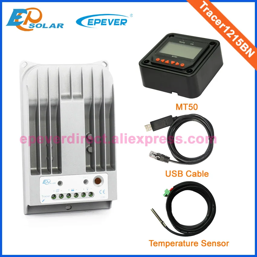 

Tracer1215BN MPPT Solar battery charger with MT50 remote meter USB and temperature sensor 10A