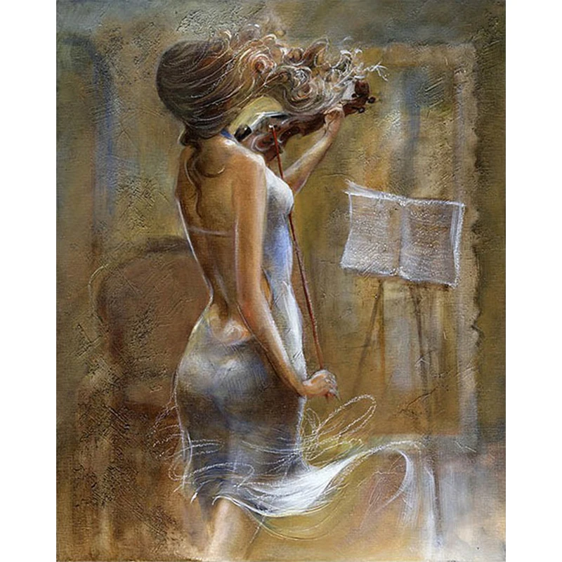 

Girl With Violin DIY Digital Oil Painting By Number Artwork Picture Wall Decoration Perfect Christmas Birthday Gift P624