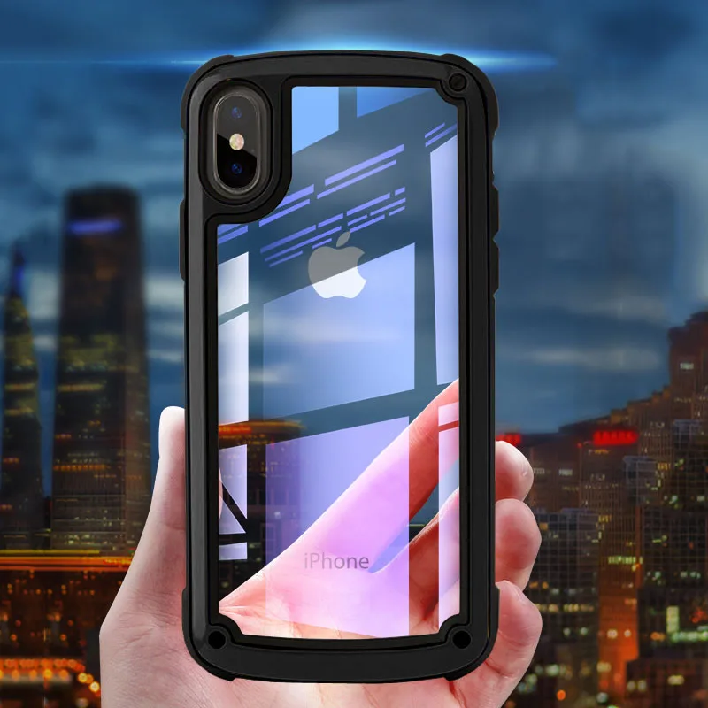 

Shockproof Airbag Phone Case For iPhone 7 8 6 6s Plus Transparent PC + Soft TPU Cover For iPhone X XR XS MAX Luxury Cases Fundas