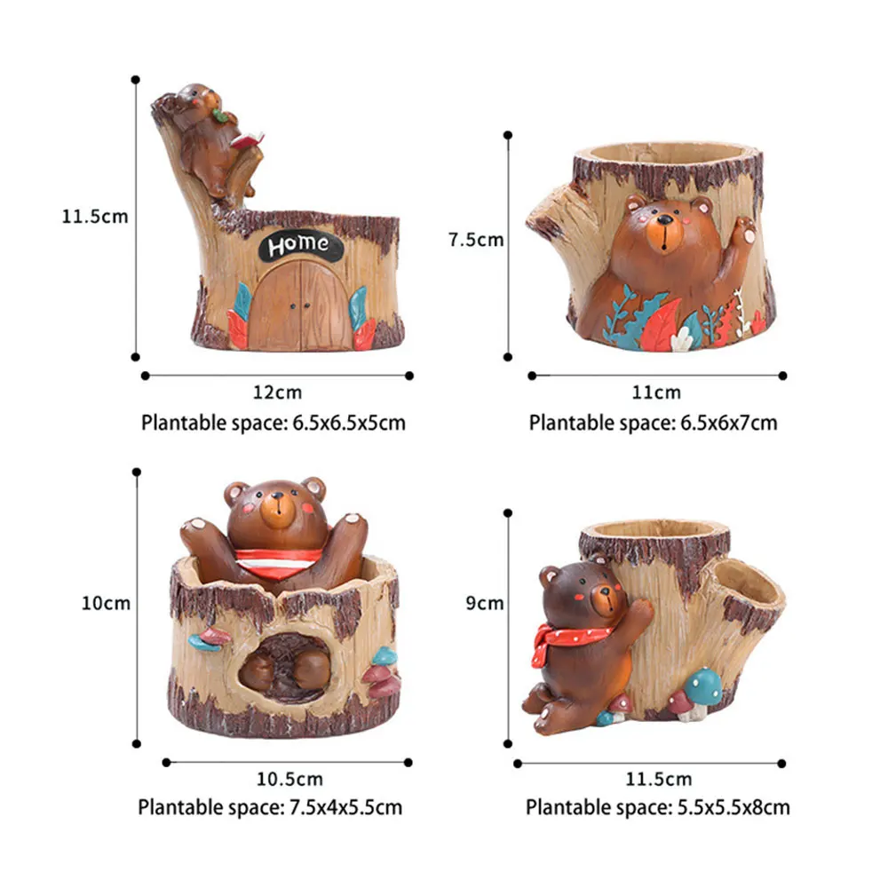 1 аппликации горшки для влагозапасающего растения милый медведь Лес Дерево отверстие дизайн цветочный горшок Настольный цветочный горшок держатель ручки украшение дома сада