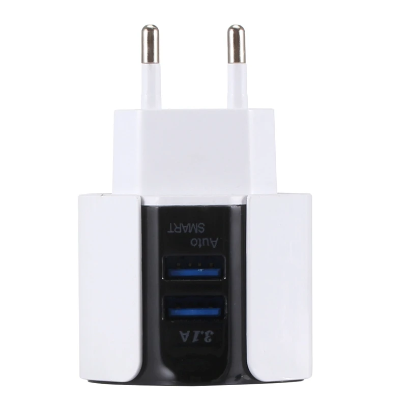 

3.1A Dual Usb Blue Led Light Phone Charger Adapter Wall Mobile Phone Charger Travel Adapter For Iphone Samsung Eu Plug