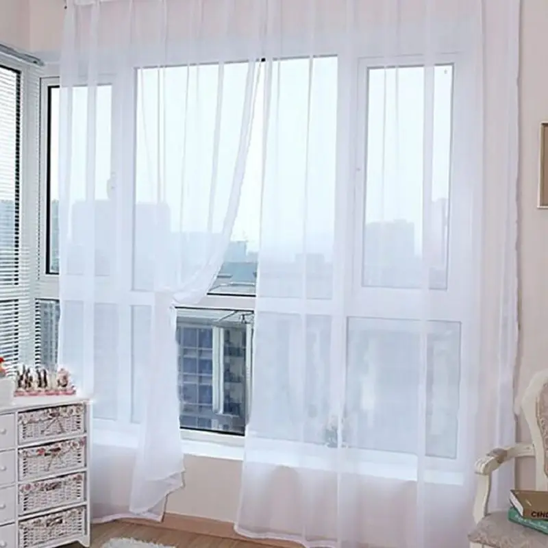 

Polyester Solid Color Window Screen Wedding Glass Yarn Transparent Curtain Shower Home Bathroom Balcony Finished Curtain