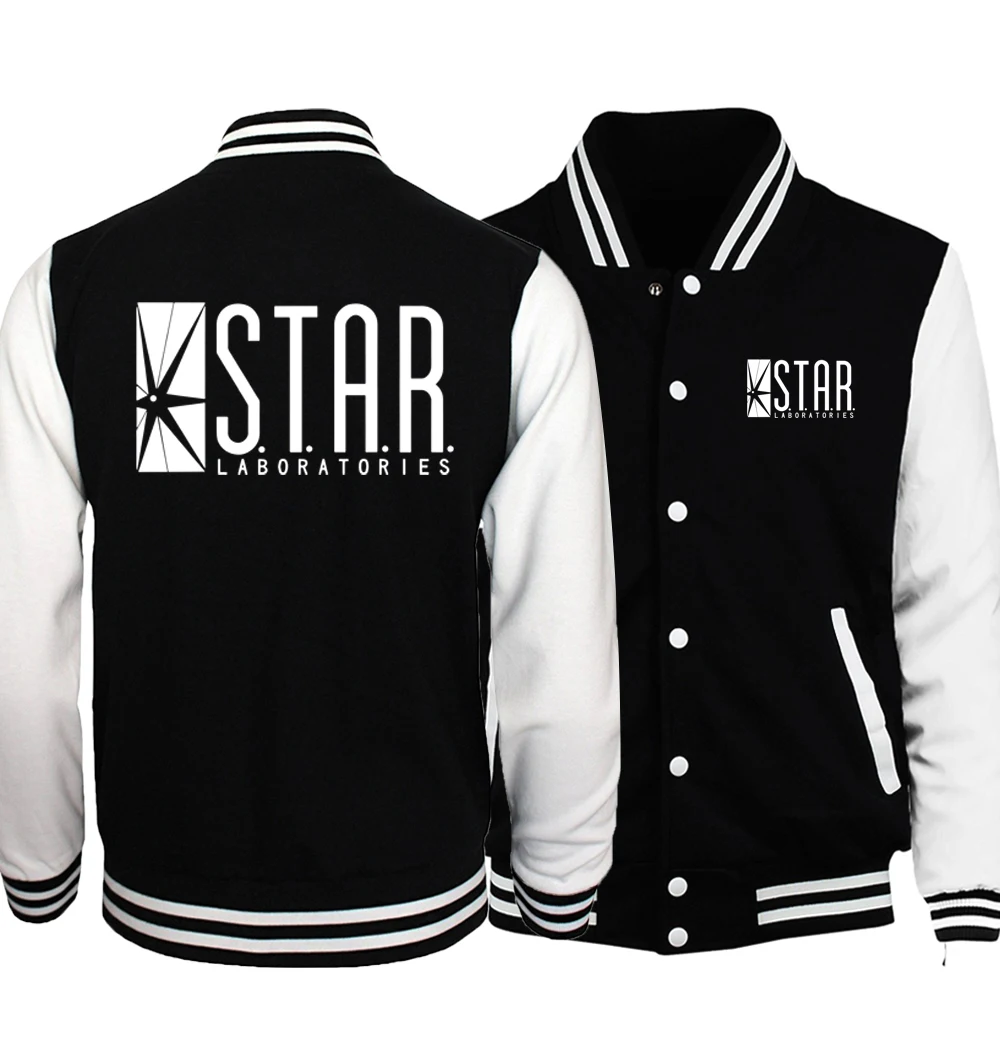 

STAR S.T.A.R.labs print baseball uniform 2017 spring jacket men jumper the flash gotham city comic books superman tv hoodies mma