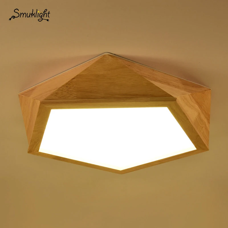 Креативный деревянный геометрический светодиодный потолочный светильник, современный потолочный светильник для гостиной и спальни, светильник для внутреннего освещения