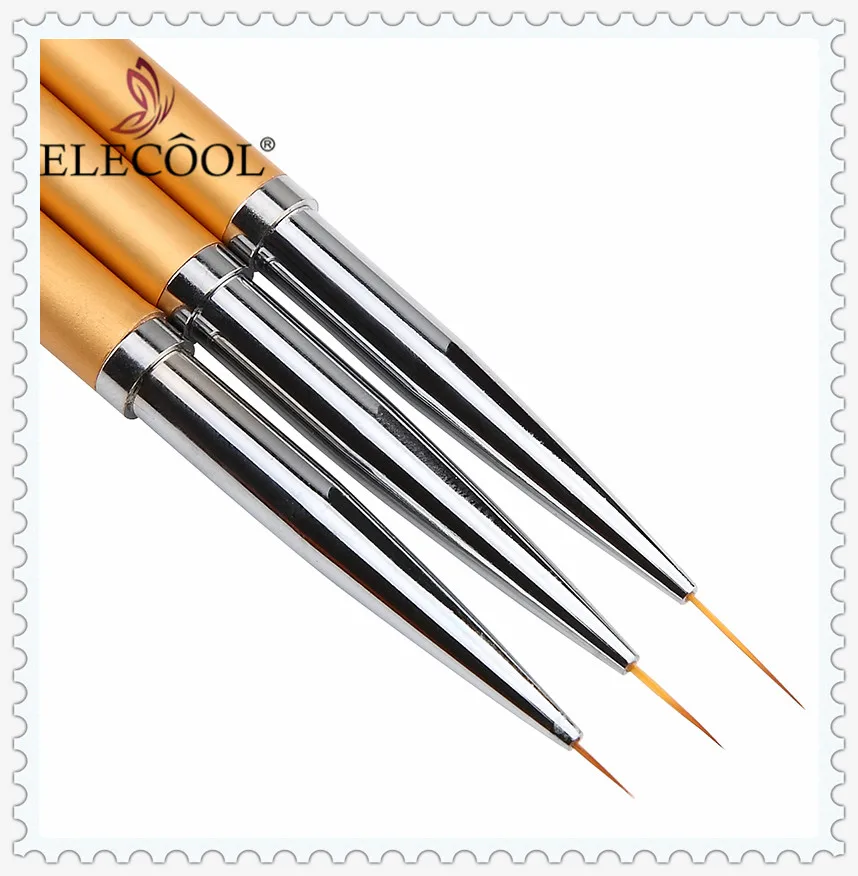 

ELECOOL 3/1pcs Nail Art Line Painting Pen Brush Set Extension Gel Polish Stripe Detail Image Builder Drawing Brushes Manicure