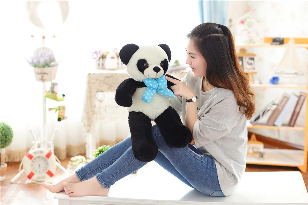 Новые плюшевые синий лук панда игрушки прекрасный большой панда кукла подарок около 100 см 0600