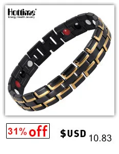 Hottime Double Row Black Gun Plated Men Health Magnetic Bracelet Titanium Steel Bracelets For Man Magnet Energy Armband 10142