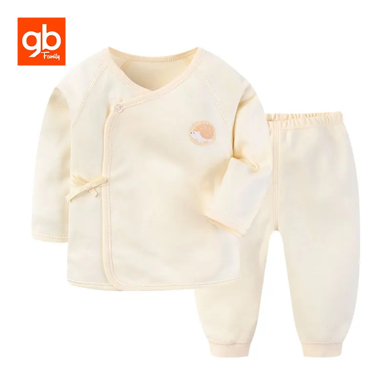 

GB 100% Cotton Breathable Baby Products Goods Lacing Tops & Pants Clothes Baby Sets for 0-6 Months Old