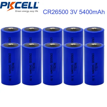 

10PCS PKCELL CR26500 Battery CR 26500 3V 5400mAh C Size Lithium Li-MonO2 Single Use Non-Rechargeable Batteries Bateria Baterias