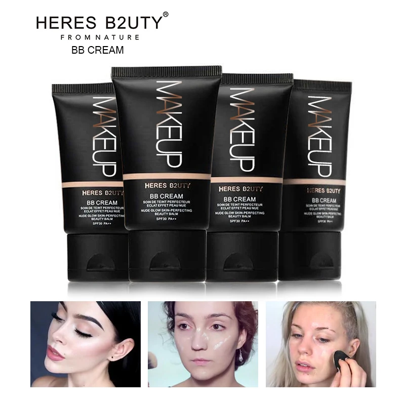 

HERES B2UTY Strong Isolation Perfect Cover BB Cream SPF30 Pa3+ Nude Glow Skin Whitening Compact Foundation Makeup 4pcs/set 30ml