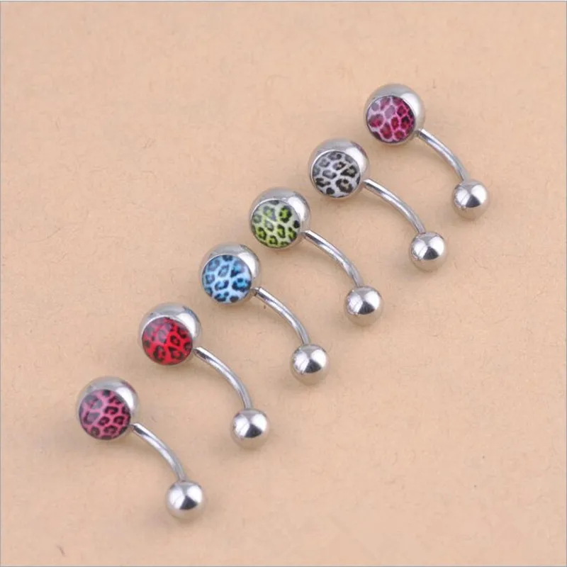 

Titanium Stainless Steel with Print Navel Bell Button Rings Double Balls
