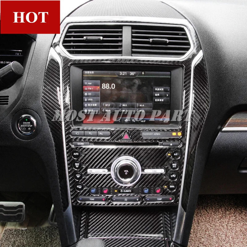 

Carbon Fiber Center Console Moulding Trim Cover For Ford Explorer 2016-2018