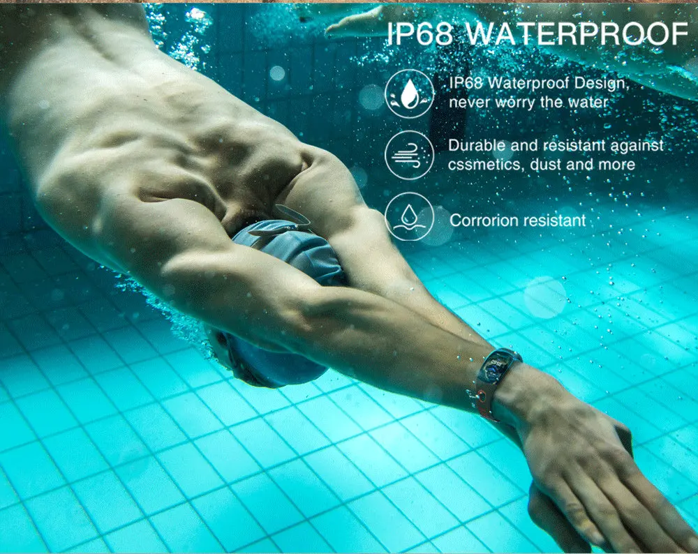 ip68 настоящие водонепроницаемые Смарт-часы с напоминанием о звонках и sms, умный Браслет, фитнес-браслет, пульсометр, умные часы для мужчин и женщин