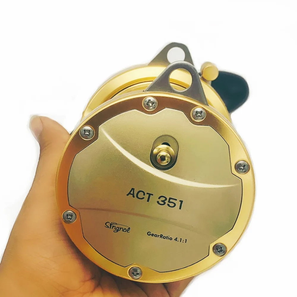 SINGNOL de carretes Metal pez hierro descuento completo oro ACT351 alta carrete gama profundo modelo pesca rueda Trolling mar tambor fundición barco Gran 5 SINGNOL de carretes Metal 5