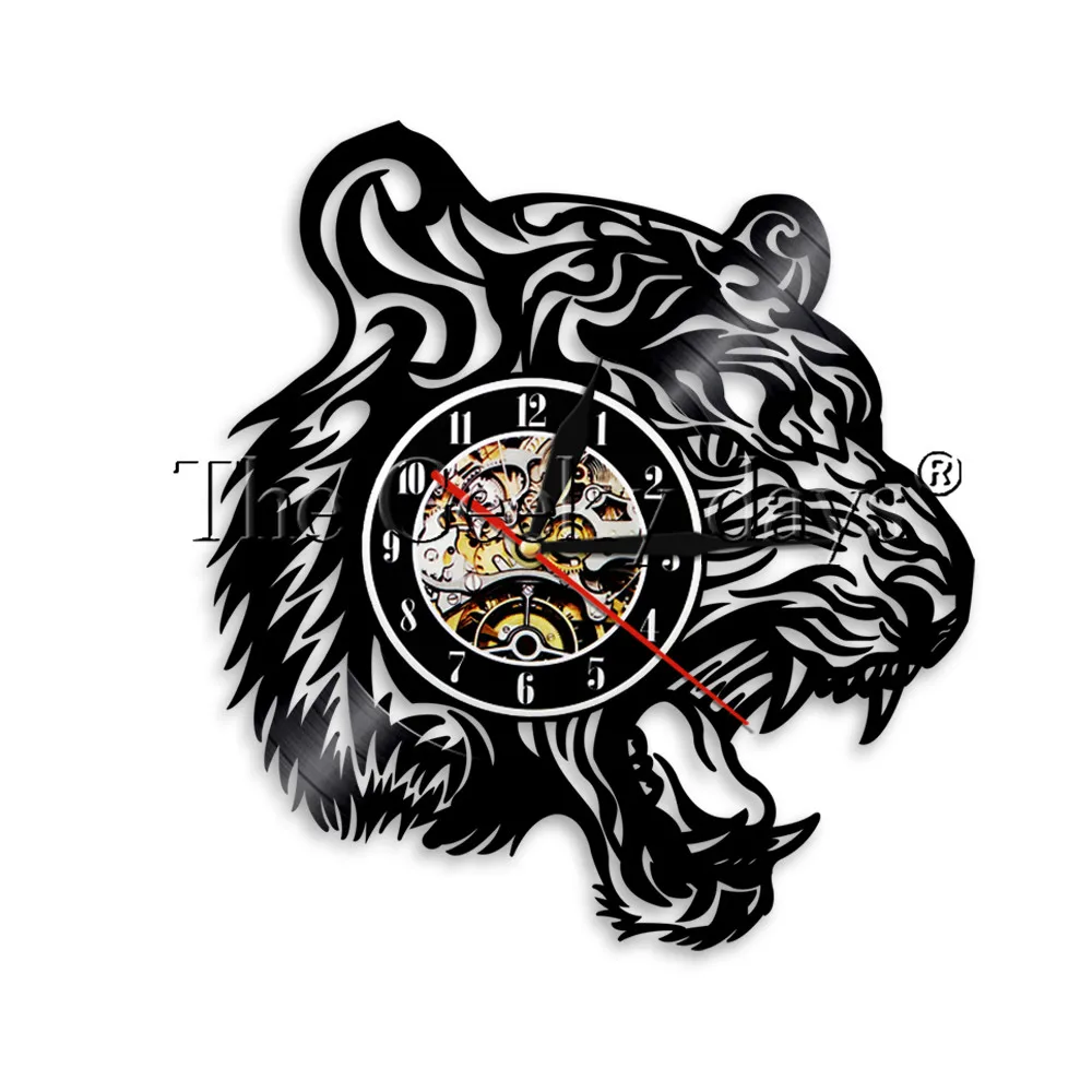 1Piece Tiger Creative Vinyl Record Wall Clock Wild Animal Vintage Wall