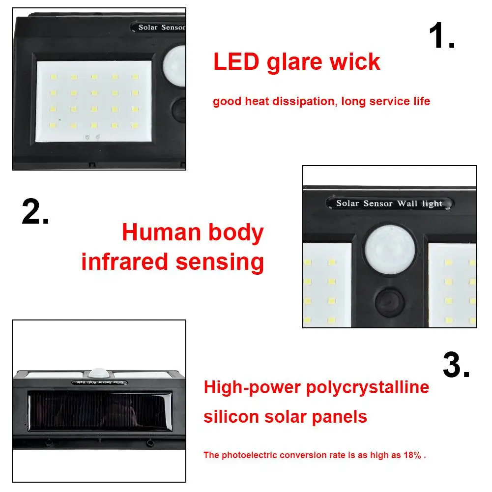 40 LED Outdoor Solar Wall Lamp PIR Motion Sensor Waterproof Light Garden Light Path Emergency Security Light for Garden