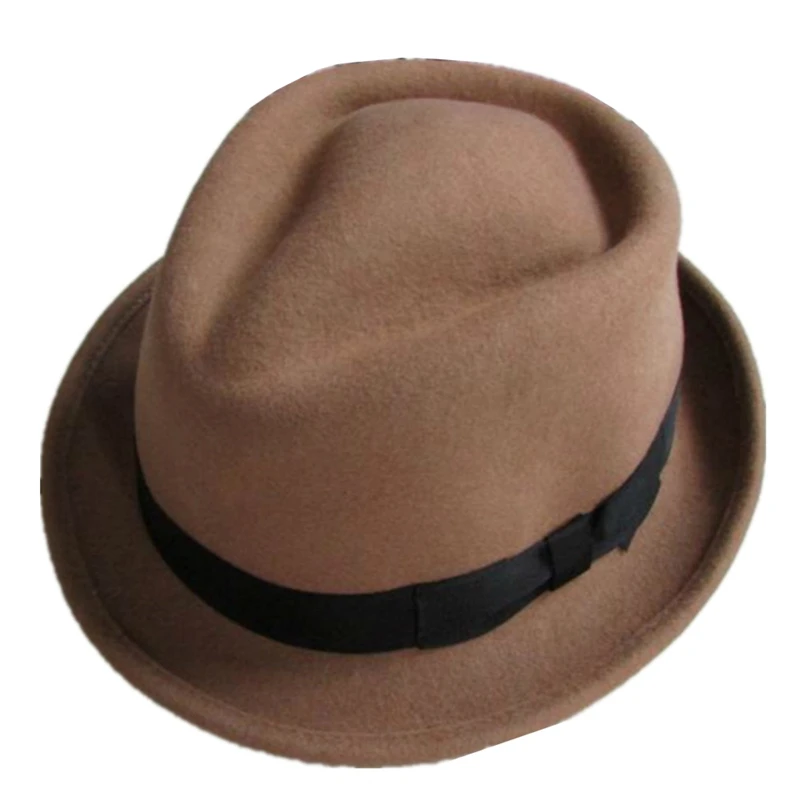 Black and Brown Wool Felt Trilby Fedora 
