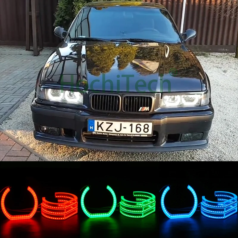  for 1996-2000 BMW E36 3 Series Coupe and cabriolet RGB Angel Eyes DTM style Multi-color daytime run - 32949035037