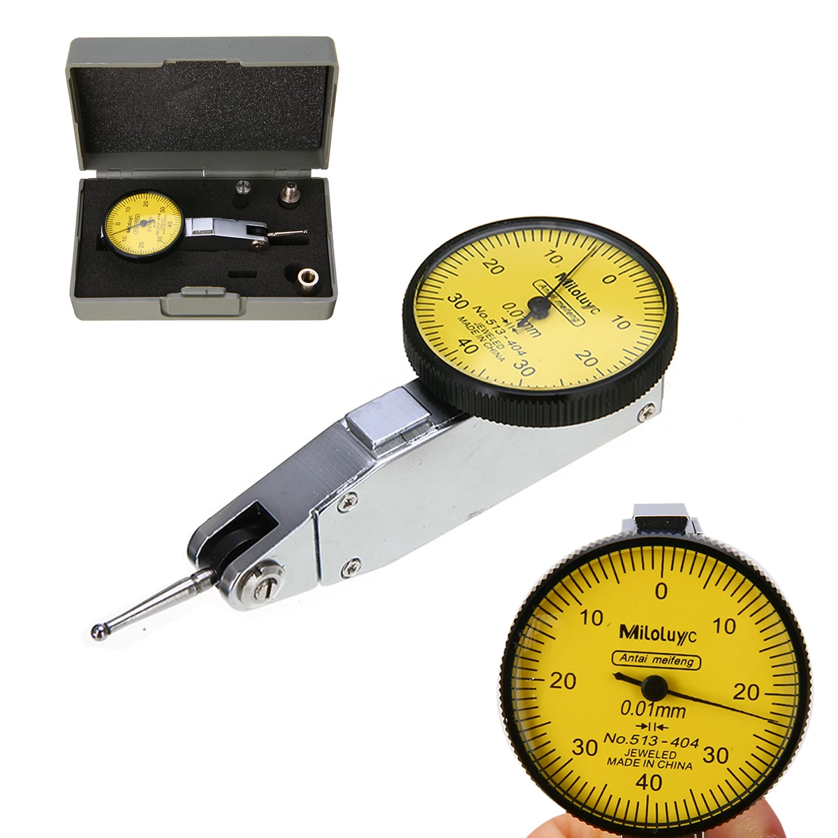 Portable Mini Lever Dial Gauge Test 0.01mm Resolution Indicator Precision Metric with Dovetail Rails 0-40-0 Measure Tool