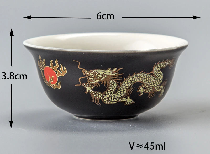 Китайский традиционный золотой дракон чайная чашка 1 шт., высокое качество керамическая чашка кружка для Пуэра набор, керамическая печь высшего класса фарфор