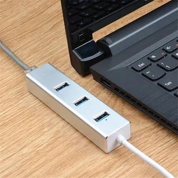 

USB-C to 3 Ports USB 3.0 HUB with 10/100/1000M Adaptive RJ45 Port Converter Aluminum Shell Type-C Extender Adapter