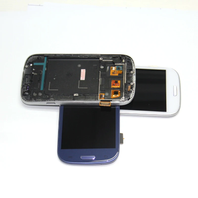 Экран совместимый с рамкой ЖК-дисплея samsung s3 i9300 дисплей ЖК-дисплеем белый и синий