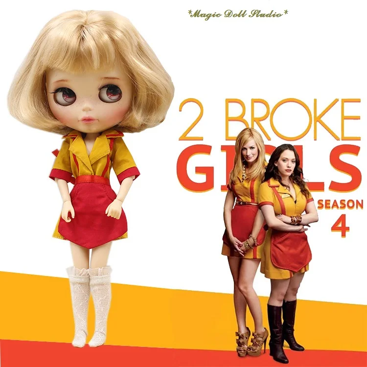 

[MG445] New Free Shipping Blyth Doll Clothes # The Broke Girls Dress Set Fit for Neoblythe Azone Doll Outfits for Retail