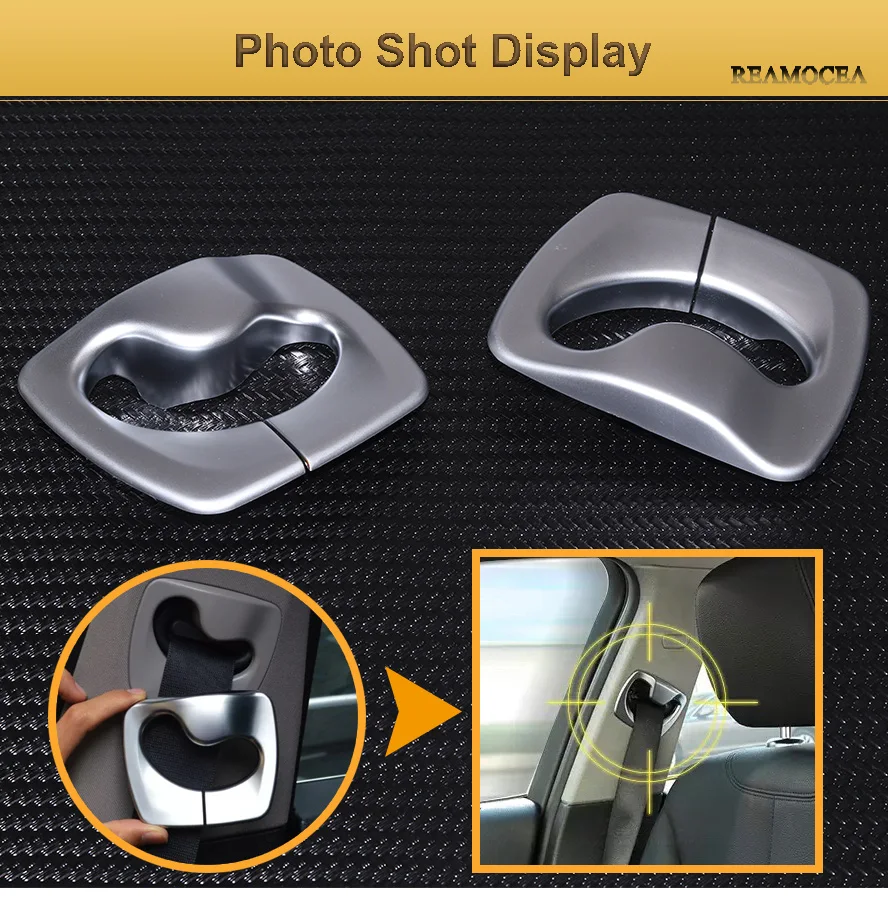 Reamocea Silver Chrome Car B Pillar Seat Safty Belt Decoration Cover Trim For BMW 5 Series F10 2011 2012 2013 2014 2015 (9)