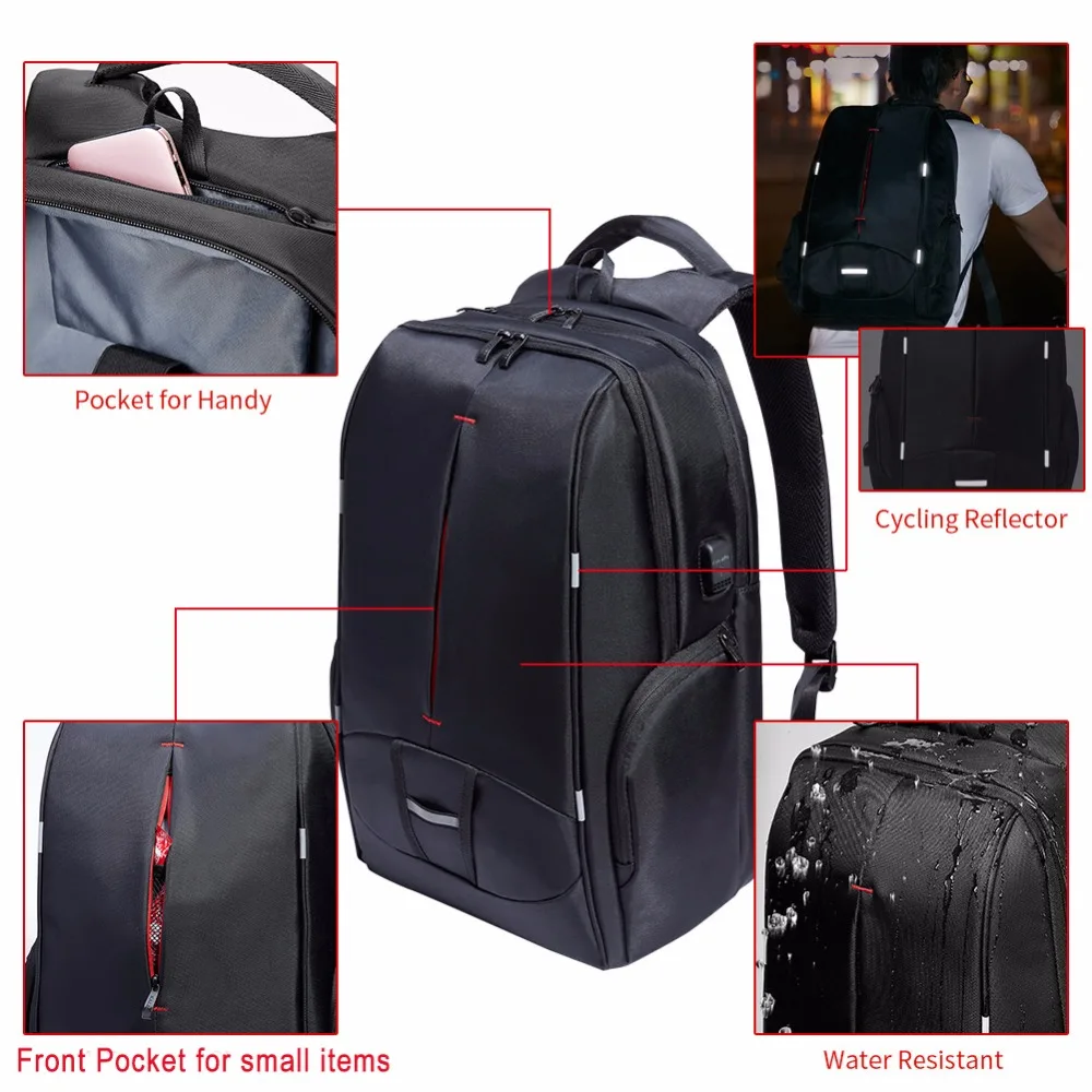KALIDI للماء كمبيوتر محمول 17.3 بوصة حقائب السفر Usb 17 بوصة مدرسة الرجال حقائب النساء عارضة Bagpack 15.6 بوصة DayPack حقيبة