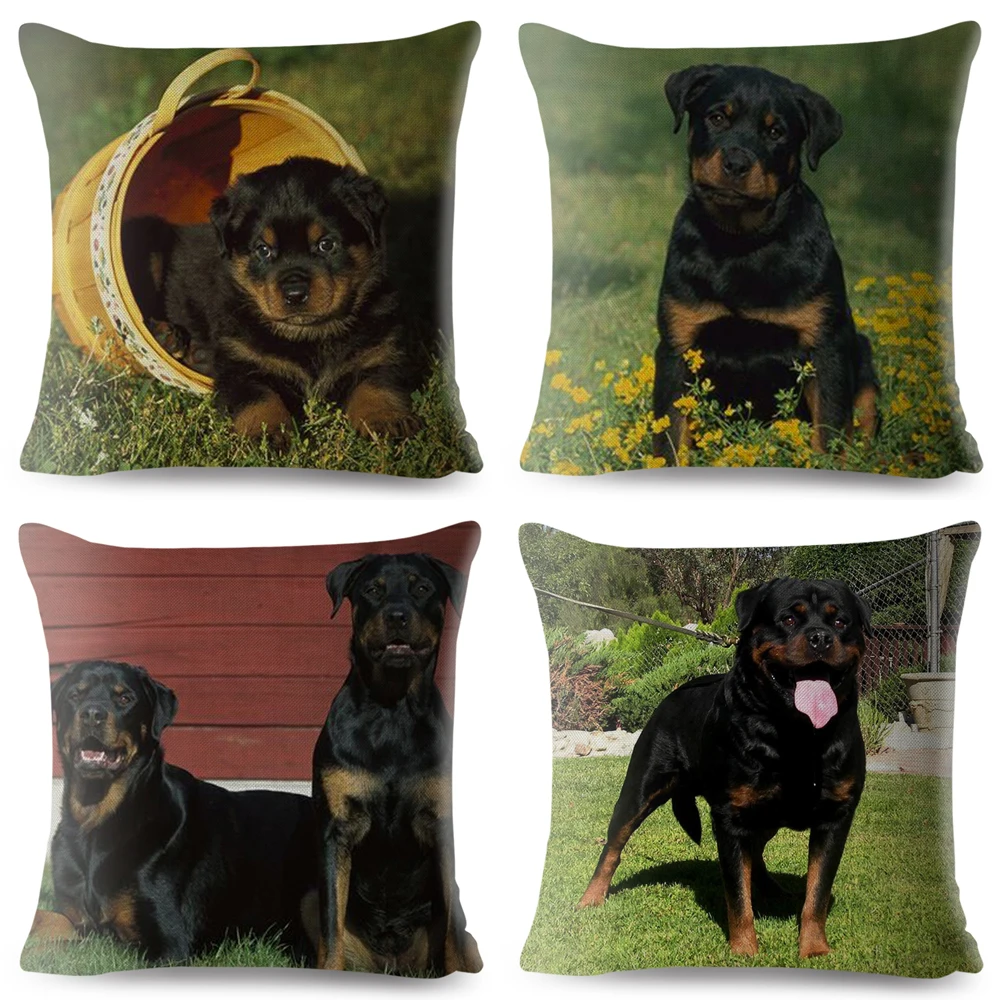Наволочка для собак из Германии Loyalty Rottweiler 45*45 см льняные Чехлы подушек чехол