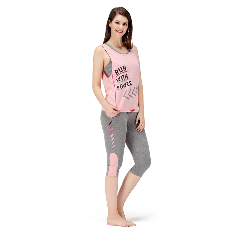 Women's Sportswear Letter Print Cotton Suit for Women 3 Pieces Set Clothing Set Top+Pant+T-shirt Running Gym Clothes Dropshiping (3)