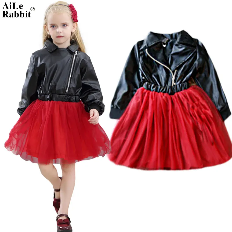

AiLe Rabbit Girls Dresses Sequin Diamond Fall Fashion Princess Party Pompon Dress Brand High Quality Kids Clothing Red k1