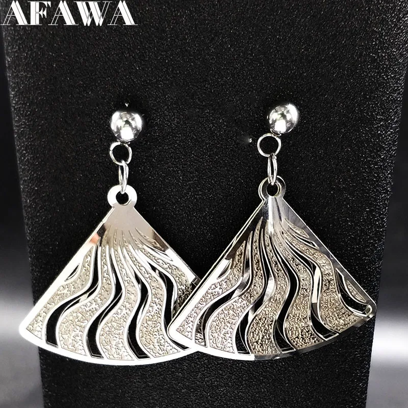 Веер из нержавеющей стали серьги-гвоздики женские полые серебряные цветные серьги ювелирные изделия pendientes acero inoxidable mujer E612476