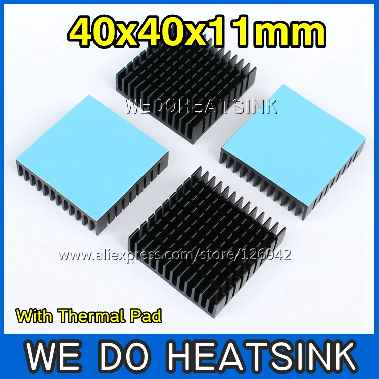 WE DO HEATSINK 2pcs 40x40x11mm Black Anodize Aluminum Heat Sink