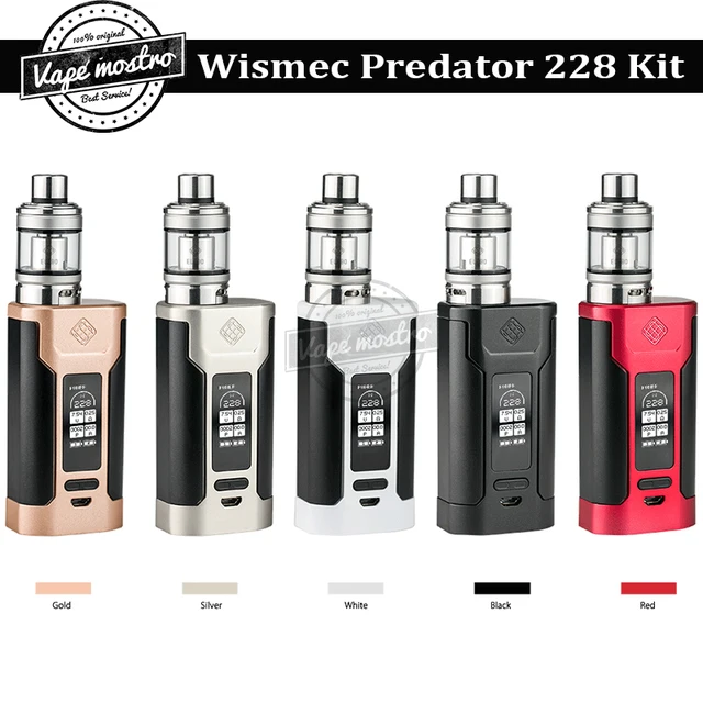 В Наличии! 100% Оригинал Новый Wismec Predator 228 комплект с Elabo 0.25ohm танк 4.6 мл распылитель NS Тройной Катушки Predator 228 mod комплект