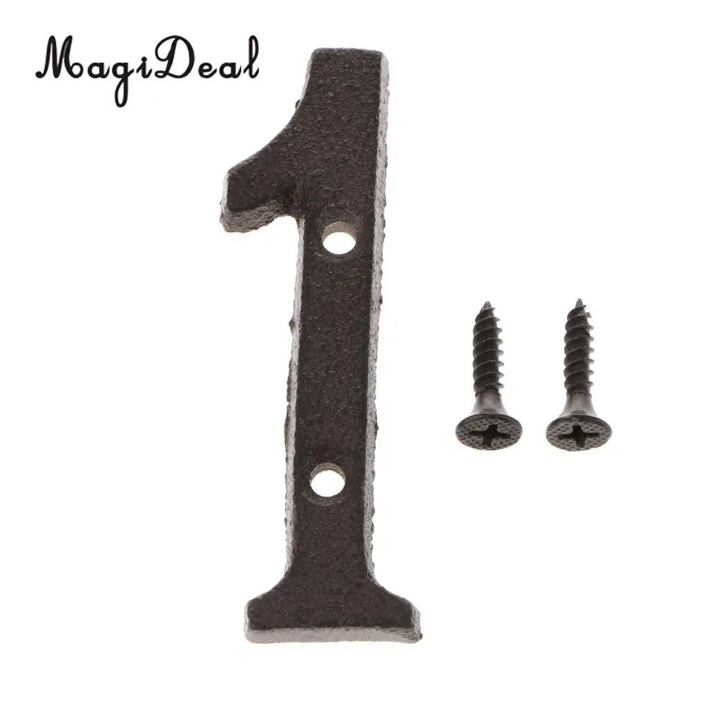 2pcs Cast Wrought Iron Black Antique House Door Number Signs Digits Sticker Plate 1 4