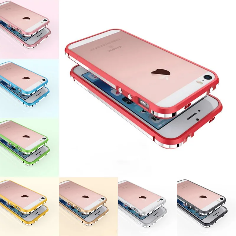 

For iPhone 5S Bumper Case Luxury HighLight Metal Frame Case Cover for iPhone 5 5S 5SE SE 4.0" Cell Phone Aluminum Bumper Cover