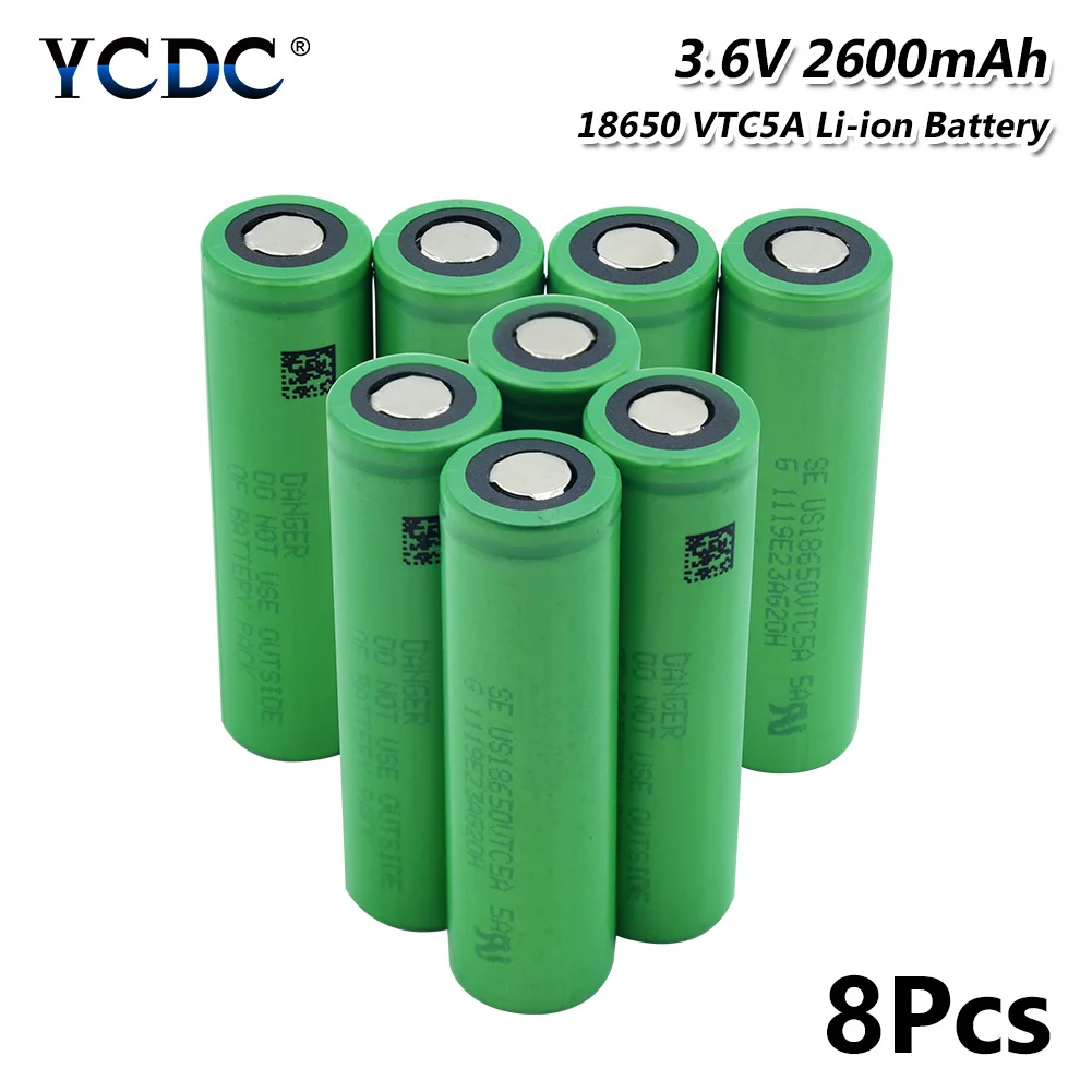 

1/2/4/6/8/10x 3.6V Green Flat Top US18650VTC5A VTC5A 18650 Battery For E-cigarette Flashlight Power Bank Remote Control RC Toy