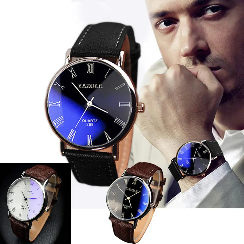 Duobla Best selling Fashion Rome Digital Faux Leather Band Luxury Mens Quartz Analog Watch Watches Relogio Masculino 40Q