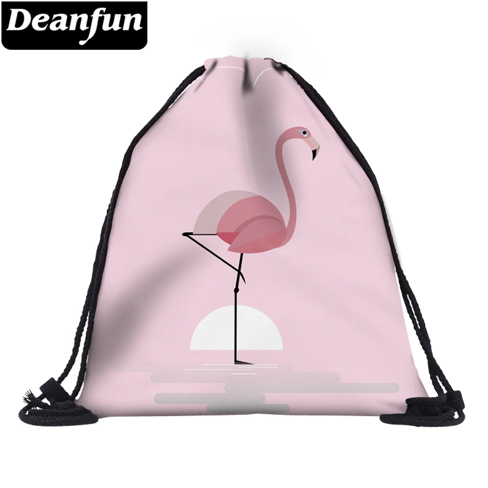 

Deanfun Pink Drawstring Bag 3D Printed Flamingo Fashion Women Schoolbags 60141