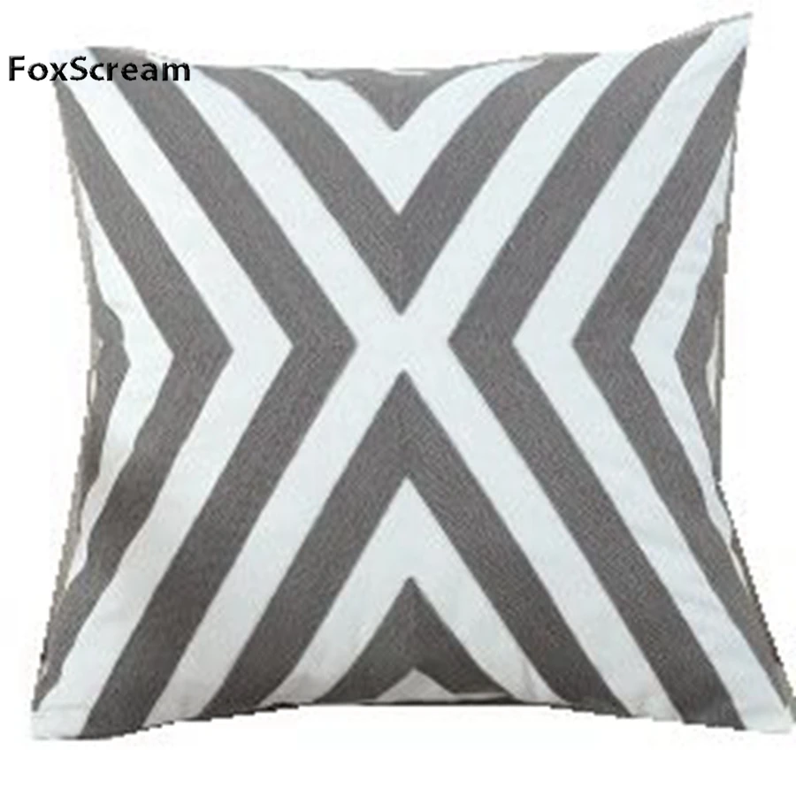 Вышитый Чехол для подушки домашний декор, серого и розового цвета; с геометрическим рисунком наволочка серый квадратный алмаз вышивка подушка для дивана размером 45*45 см