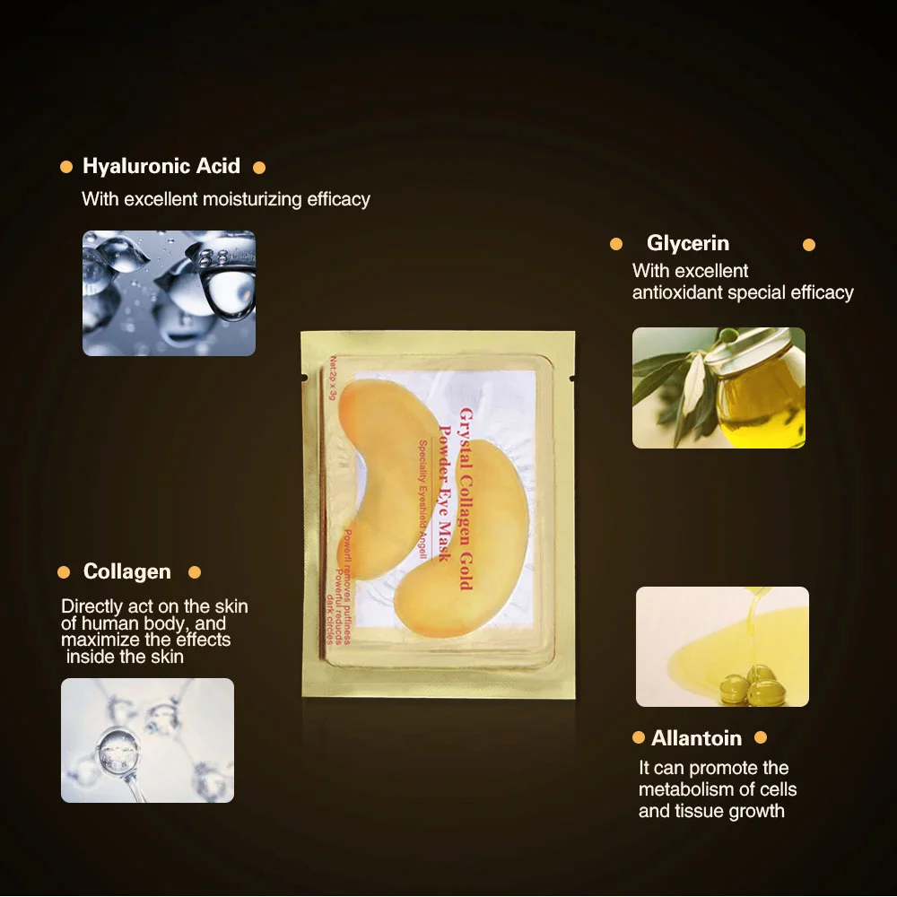 Ameizii, 2 шт = 1 упаковка, кристальная коллагеновая Золотая маска для глаз, Антивозрастная маска для ухода за лицом, патчи для сна, устраняет темные круги, тонкие линии