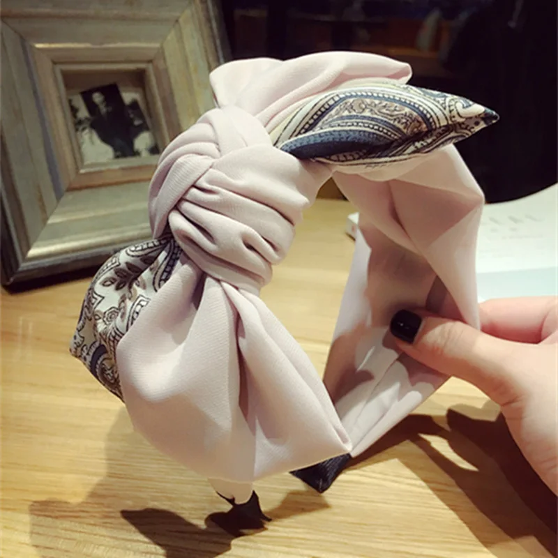 

Fashion Big Bows Headband Vintage Knot Hair Bands for Women Wide Girl Hairband Turban Haarband Hair Accessories Headwear