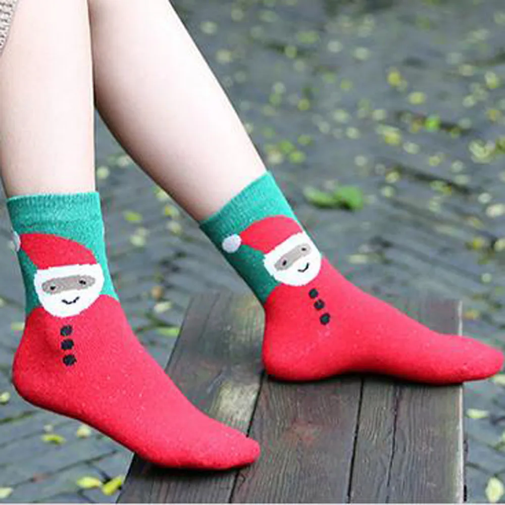 Christmas Gift Keep Warm Funny Socks Ankle Snowman Bear Santa Claus Women Winter Warm Cotton