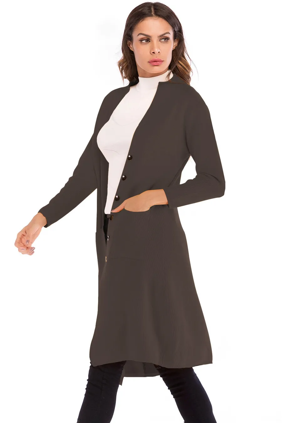 Gladiolus New 2018 Casual Autumn Winter Sweater Women Long Sleeve Button Pocket Knitted Long Cardigan Women Jumper Sweater Coats (17)